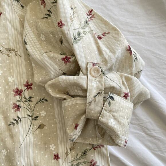 VTG Tapestry Striped Floral Cottagecore Shirt 3X Prairie Butter Yellow Grandma - Picture 3 of 11